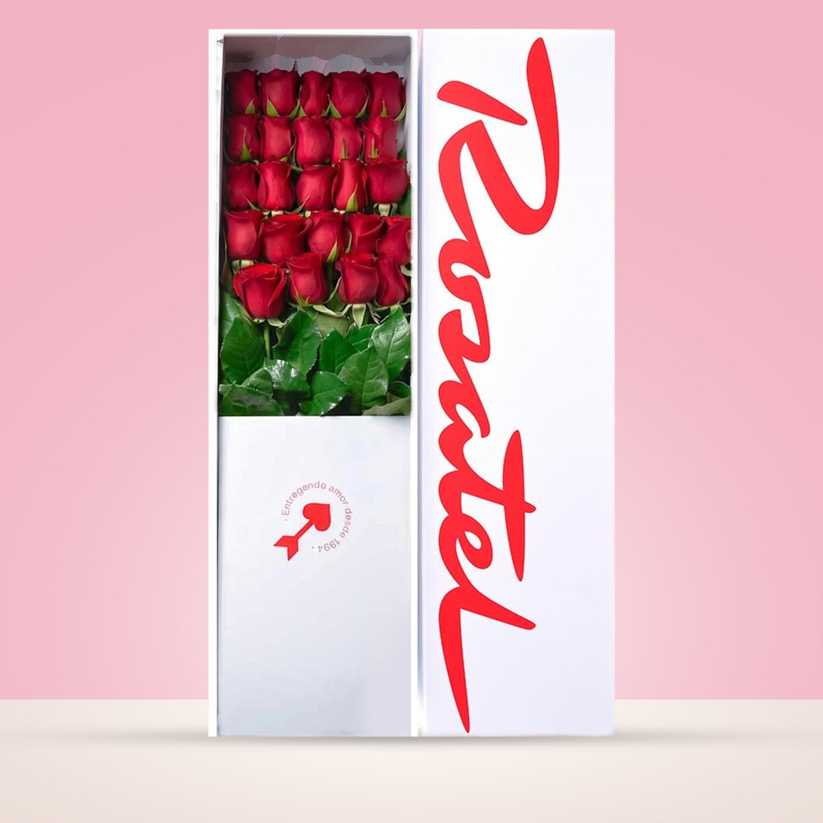 Caja Blanca con 24 Rosas Rojas