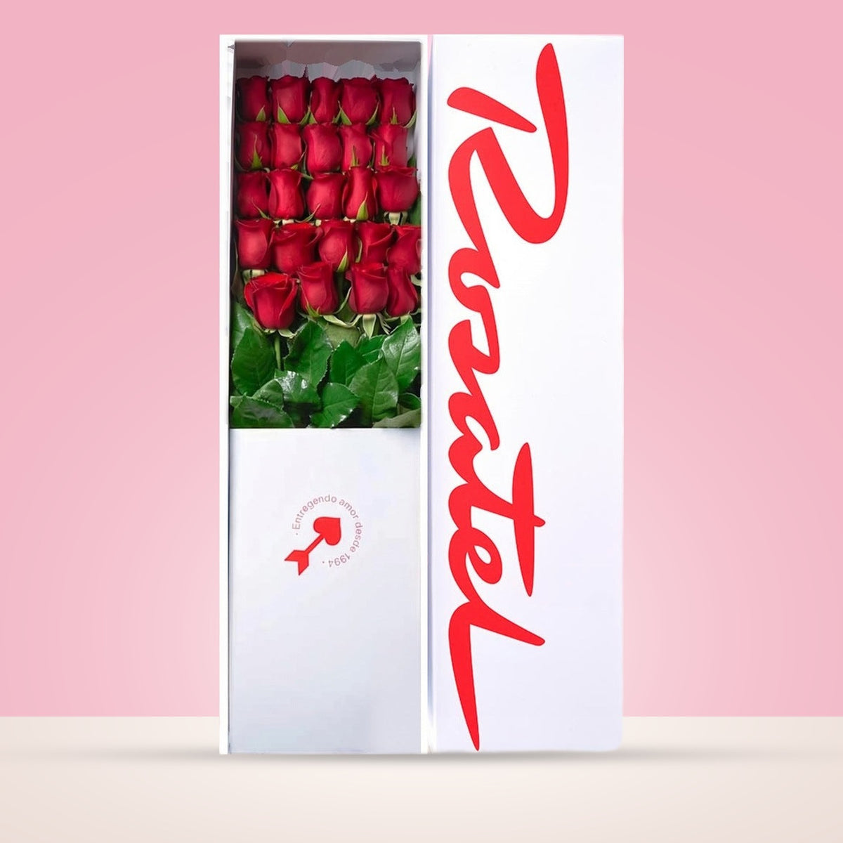Caja Blanca con 24 Rosas Rojas
