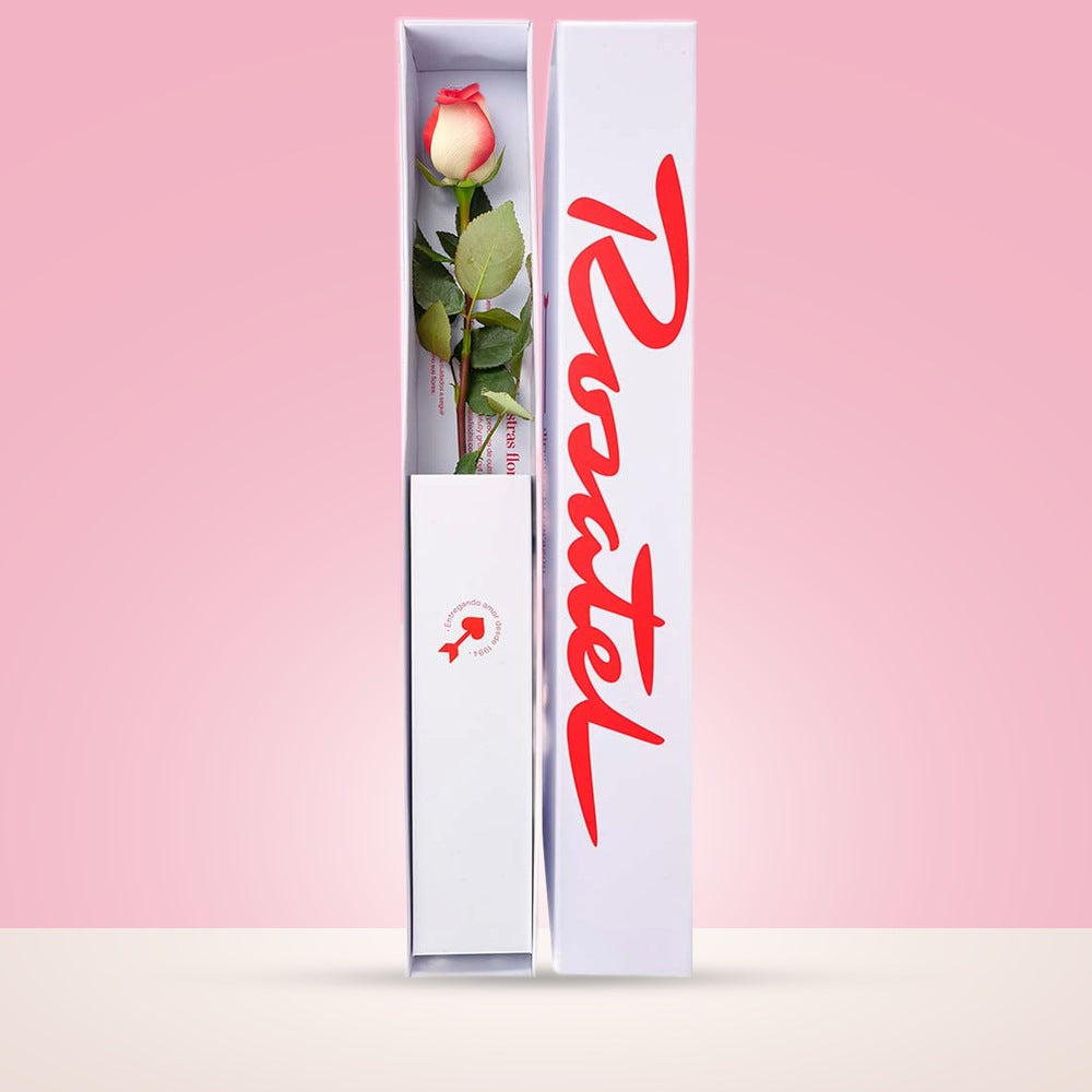 Caja Blanca Pequeña con 1 Rosa Blush