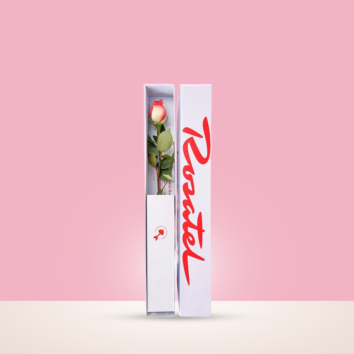 Caja Blanca Pequeña con 1 Rosa Blush