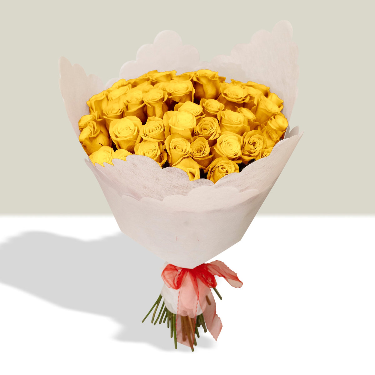 Ramo con 50 rosas, rosas amarillas