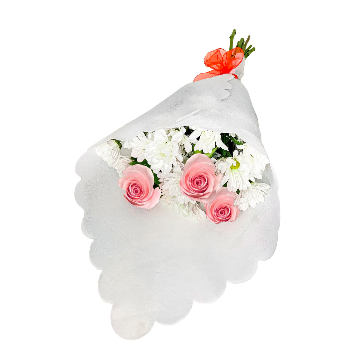 Ramo con 4 rosas y maules, rosas rosadas