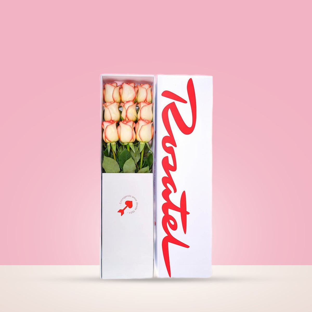 Caja Blanca con 9 Rosas Blush