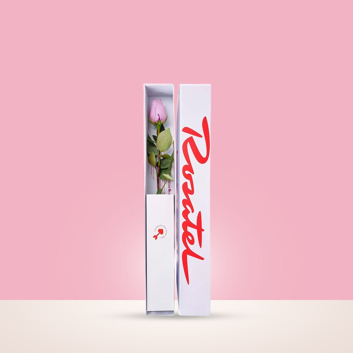 Caja Blanca Pequeña con 1 Rosa Lila