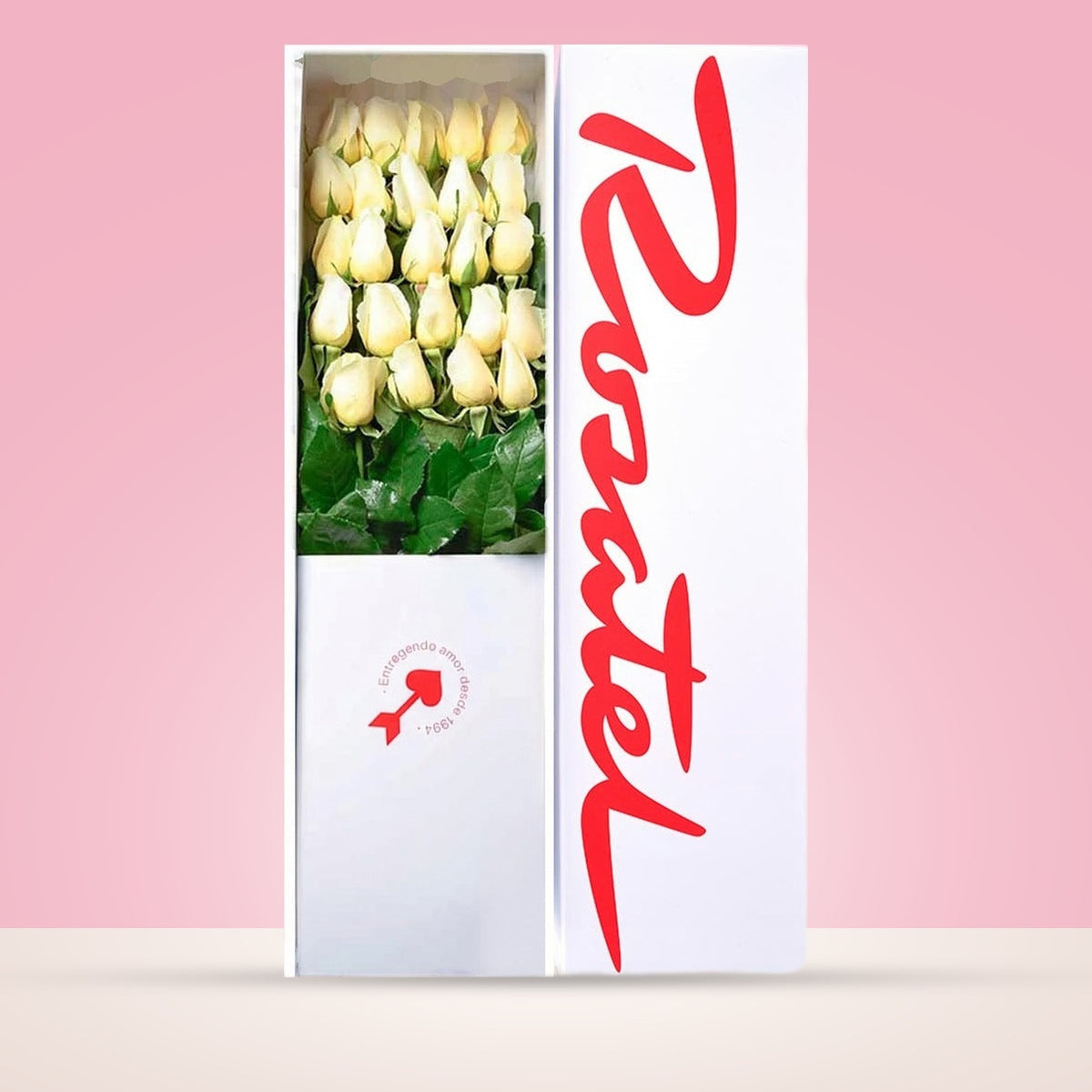 Caja Blanca con 24 Rosas Blancas
