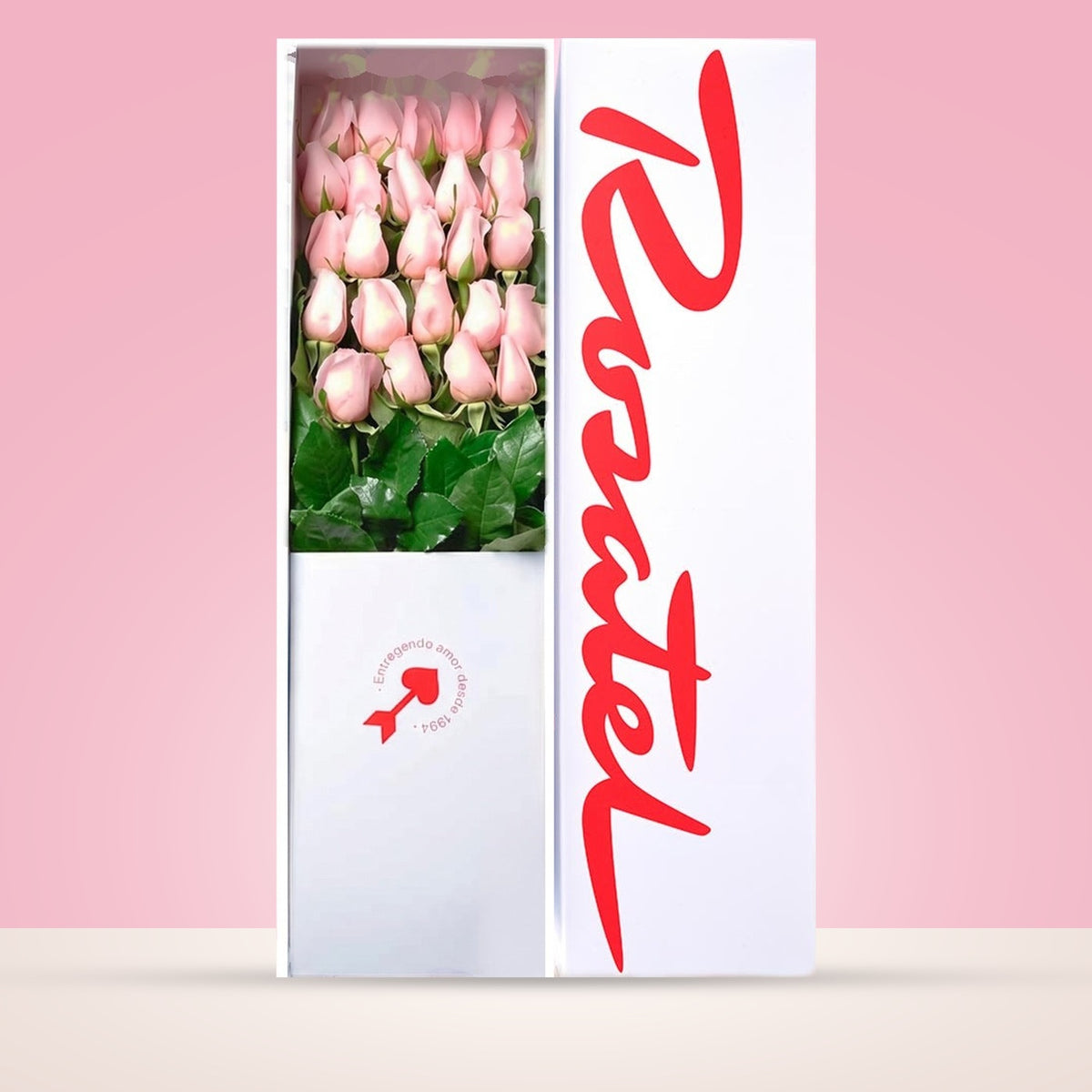 Caja Blanca con 24 Rosas Rosadas