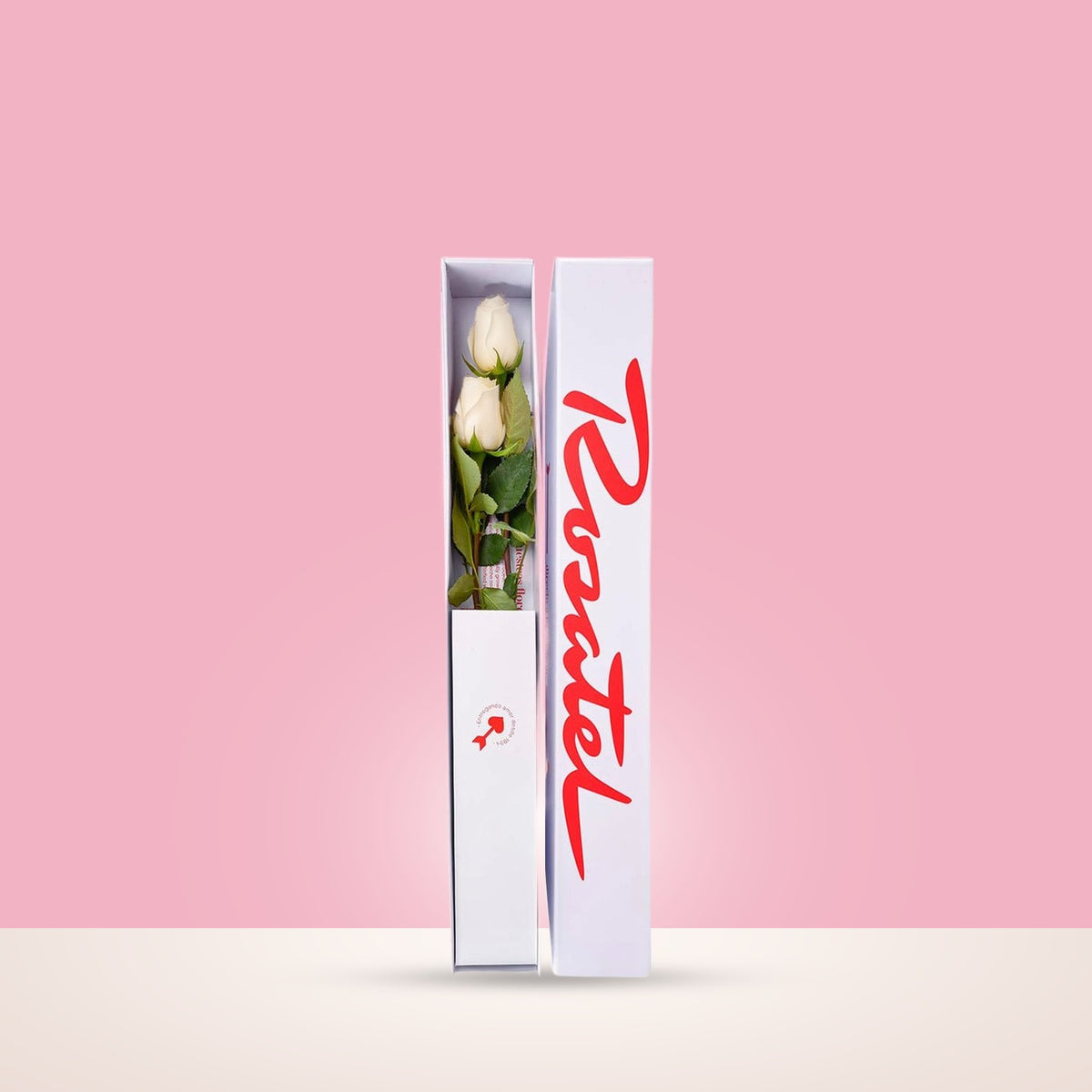 Caja Blanca Pequeña con 2 Rosas Blanca