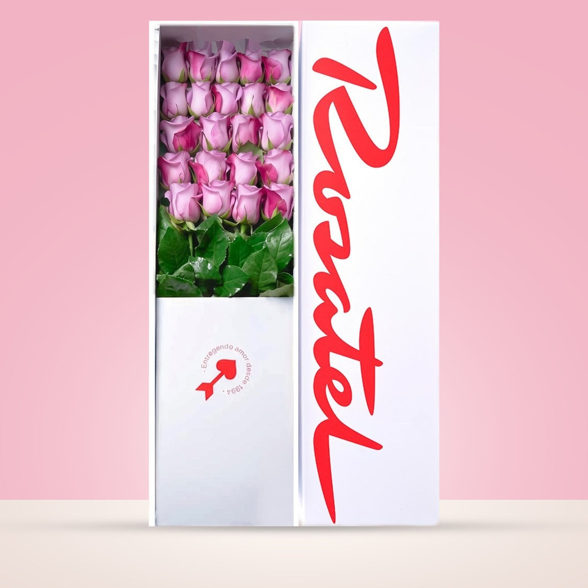 Caja Blanca con 24 Rosas Lila