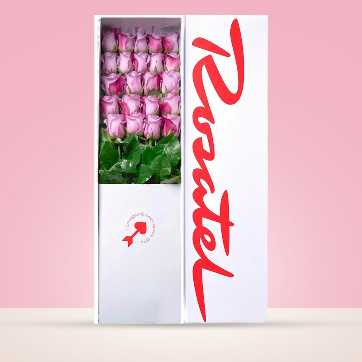 Caja Blanca con 24 Rosas Lila