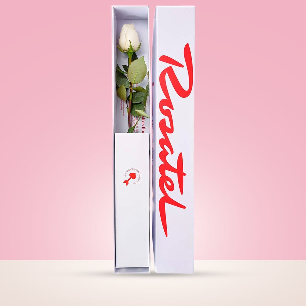 Caja Blanca Pequeña con 1 Rosa Blanca