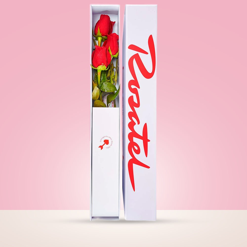 Caja Blanca Pequeña con 3 Rosas Roja