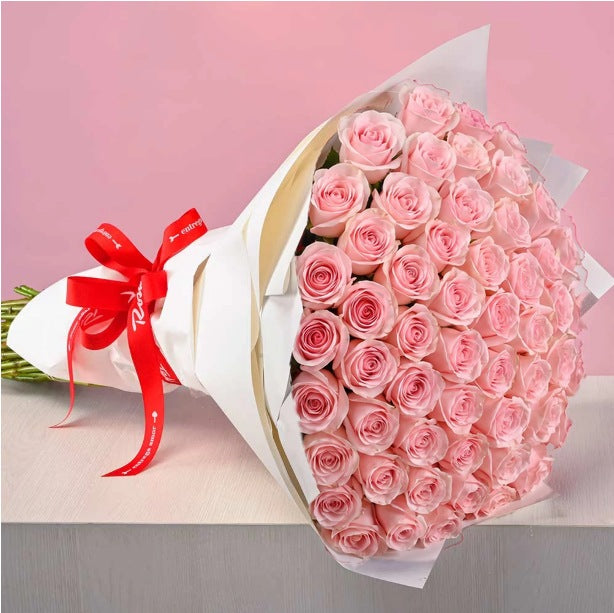 Ramo con 100 rosas en papel coreano, rosas rosadas