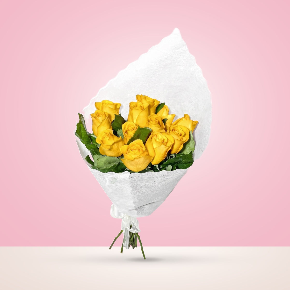 Ramo con 12 rosas, rosas amarillas
