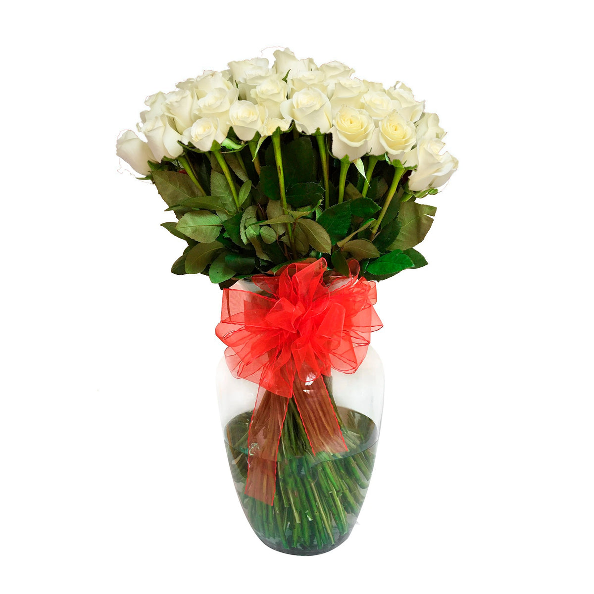 Arreglo con 100 rosas en florero samaritano grande, rosas blancas