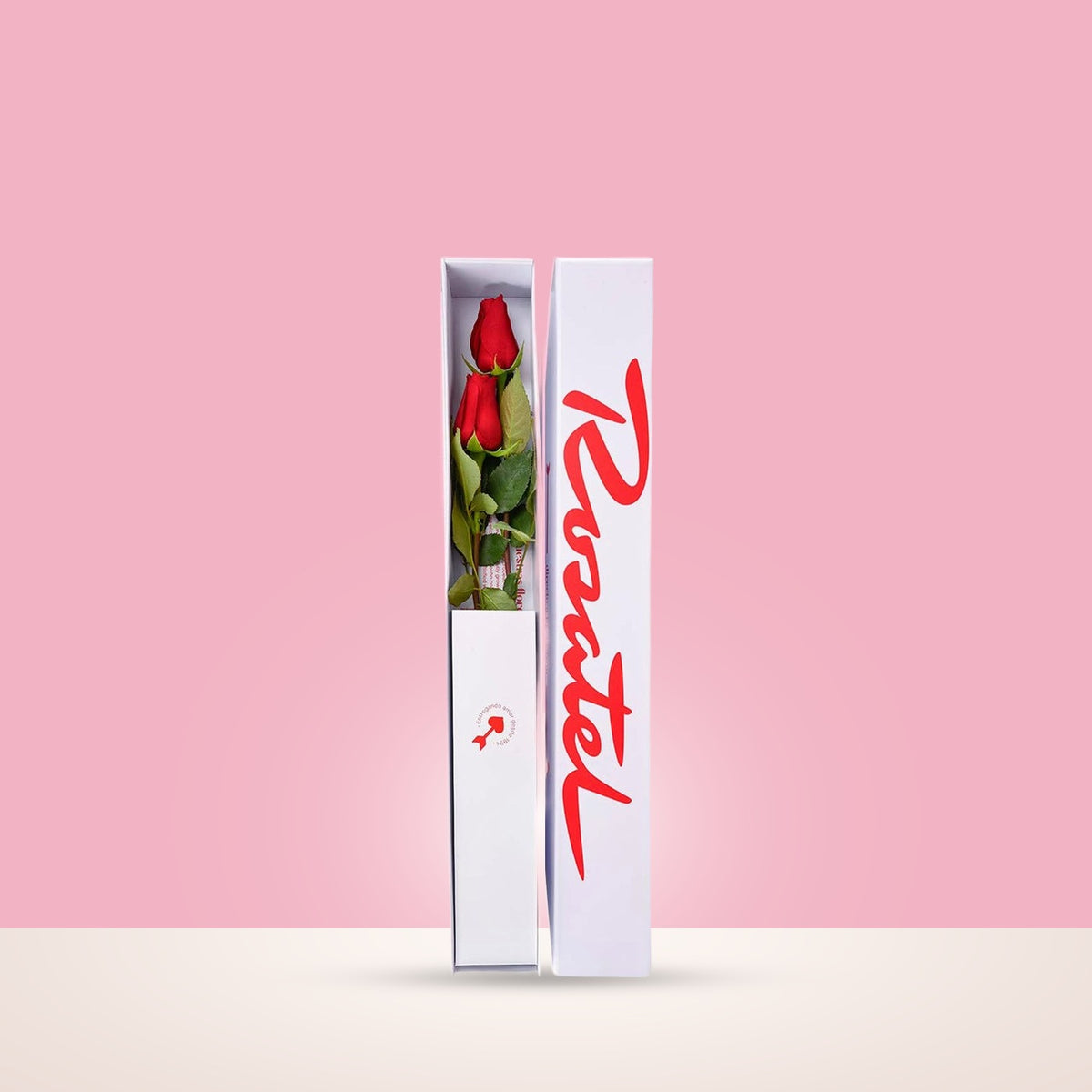 Caja Blanca Pequeña con 2 Rosas Roja