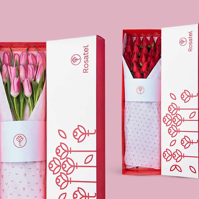 Cajas con Rosas y Tulipanes