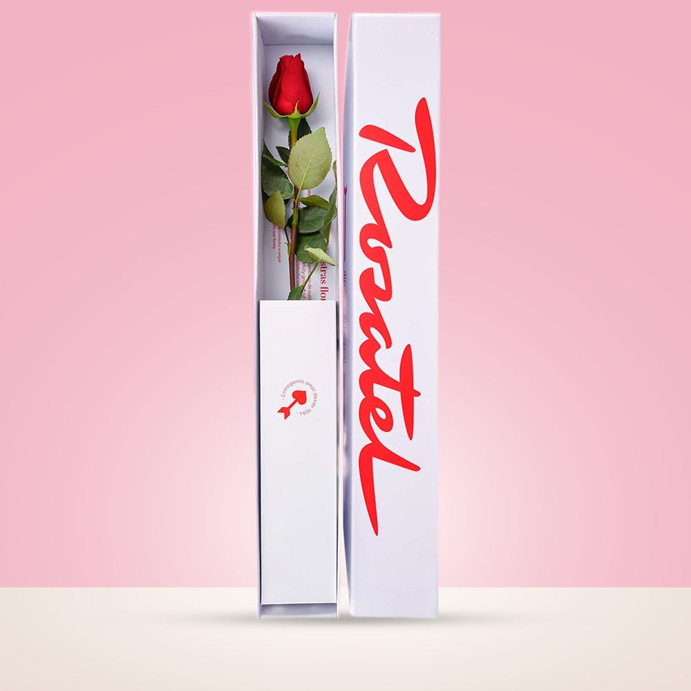 Caja Blanca Pequeña con 1 Rosa Roja