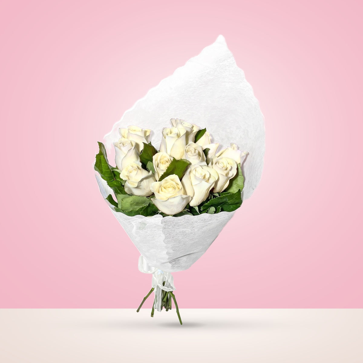 Ramo con 12 rosas, rosas blancas