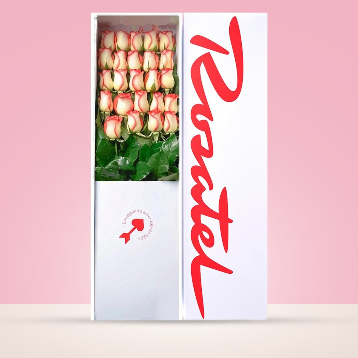 Caja Blanca con 24 Rosas Blush