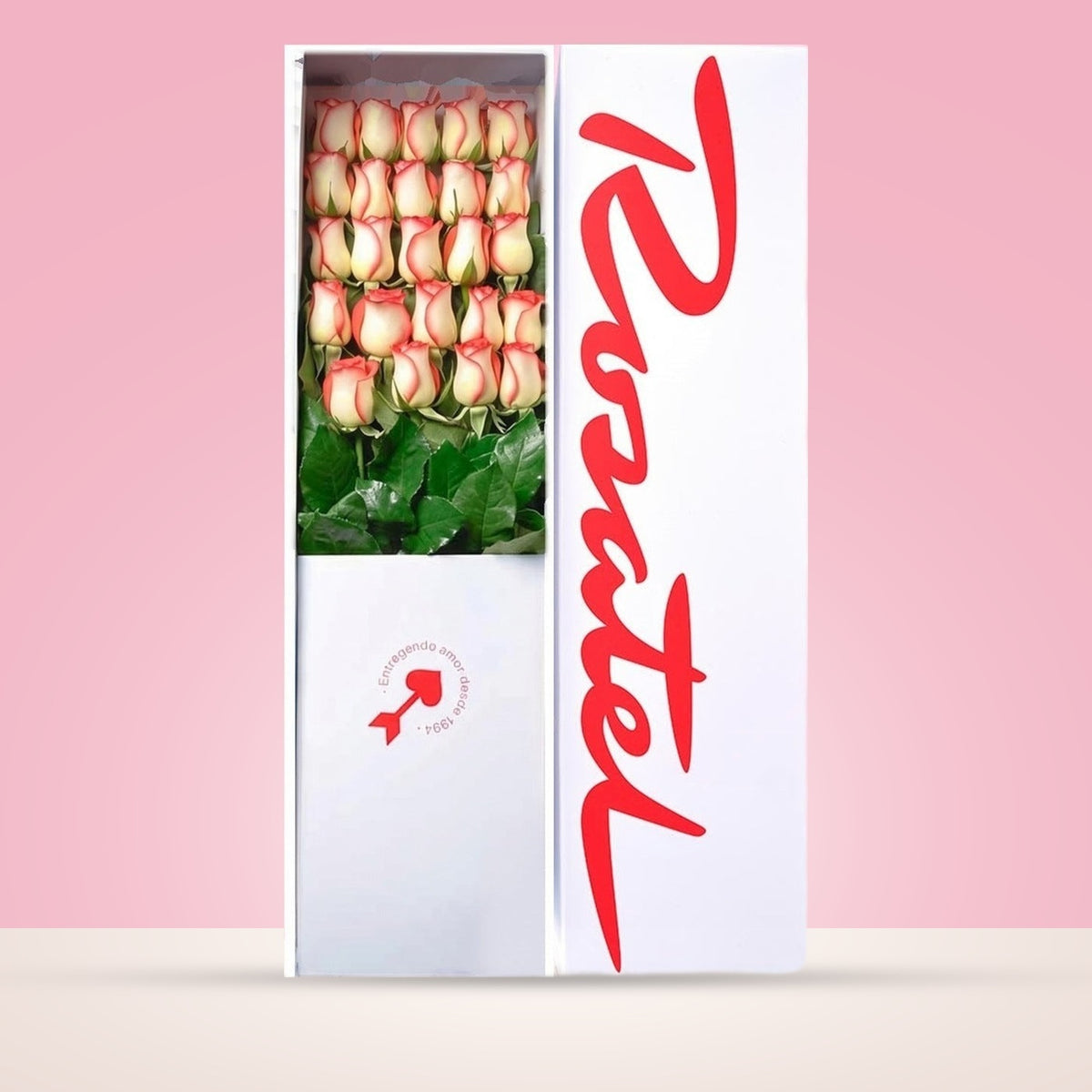 Caja Blanca con 24 Rosas Blush