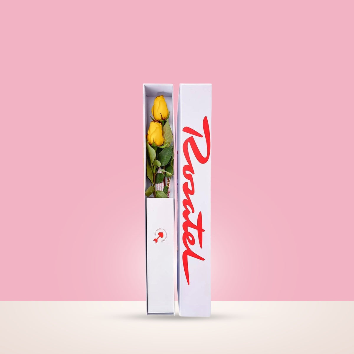 Caja Blanca Pequeña con 2 Rosas Amarilla