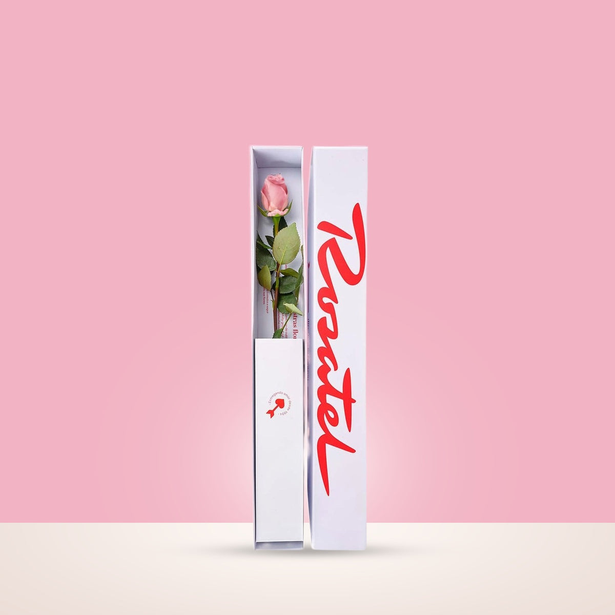 Caja Blanca Pequeña con 1 Rosa Rosada