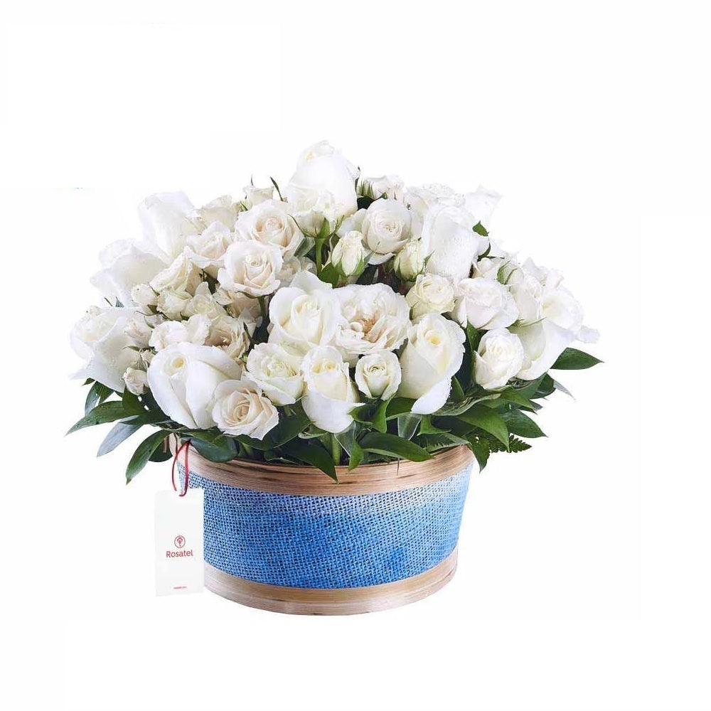 Canasta 15 rosas y minirosas