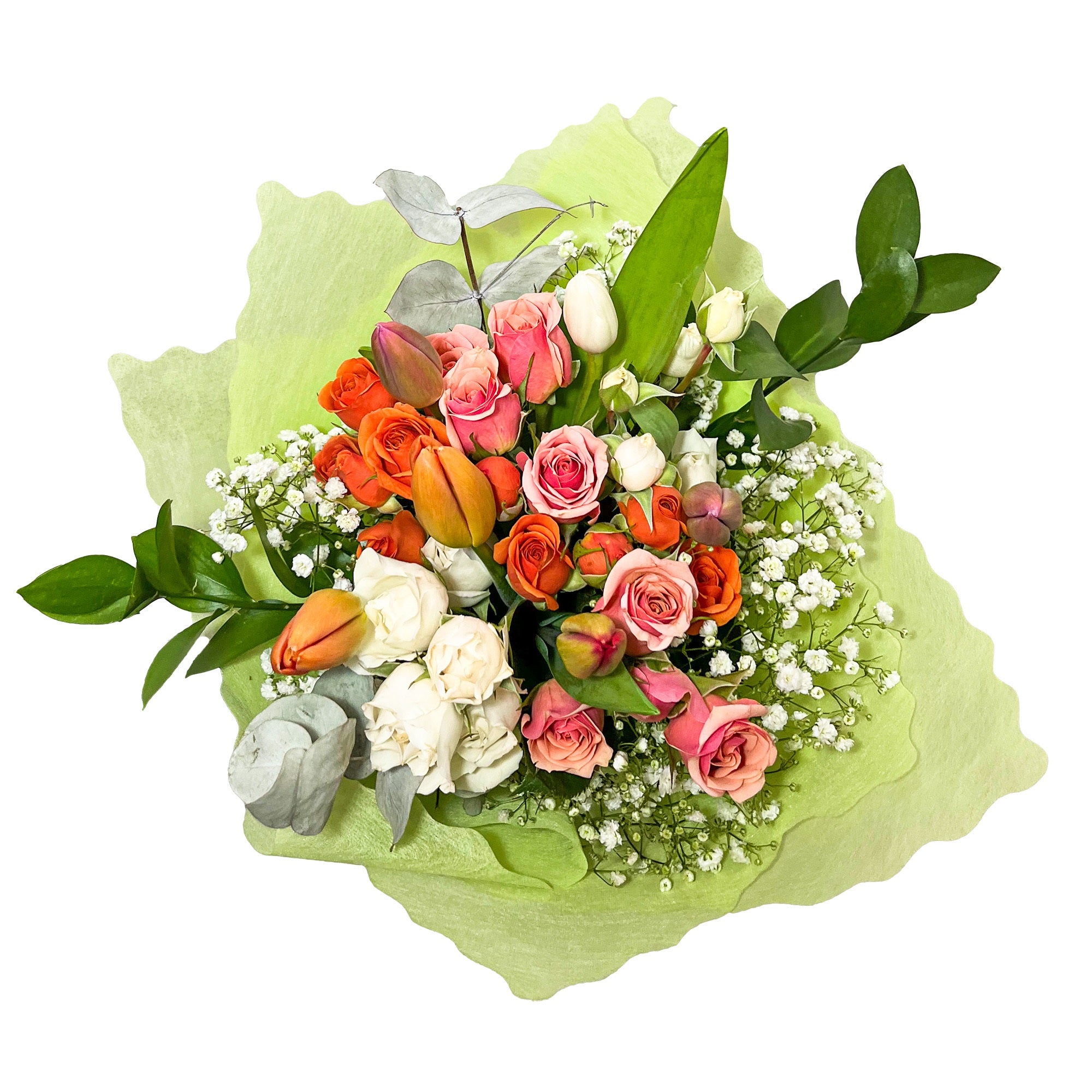 Ramo _con_ 6 _tulipanes_ y_ minirosas