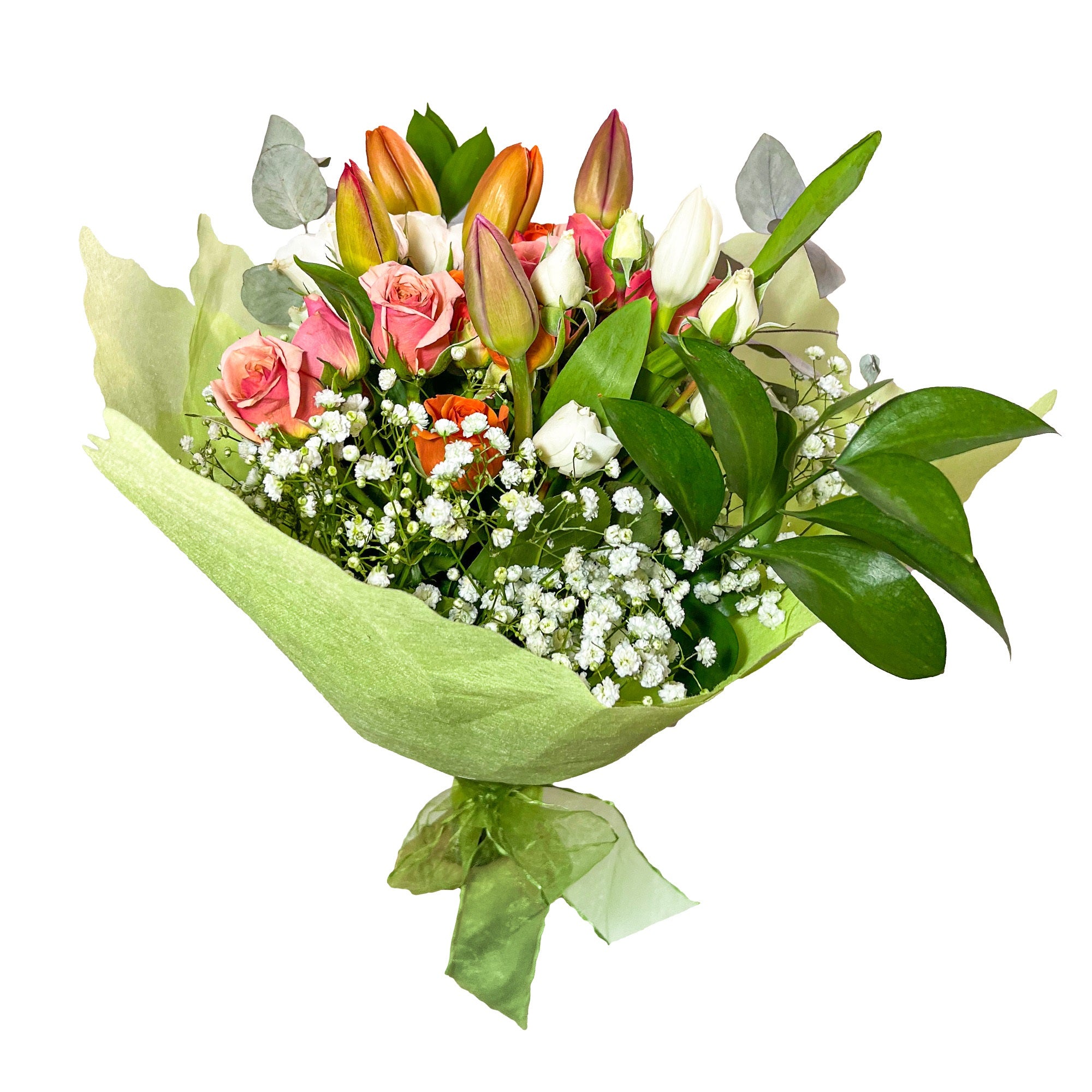 Ramo con 6 tulipanes, y minirosas surtidas