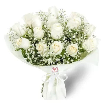 Ramo condolencias con 15 rosas blancas