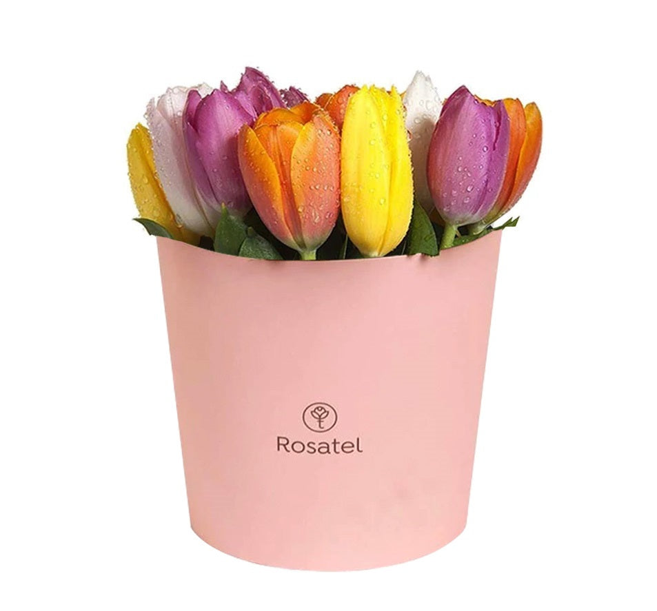 Sombrerera rosada 20 tulipanes