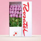 Caja blanca Rosatel con 18 rosas lila