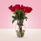 Arreglo con 12 rosas rojas en florero Samaritano