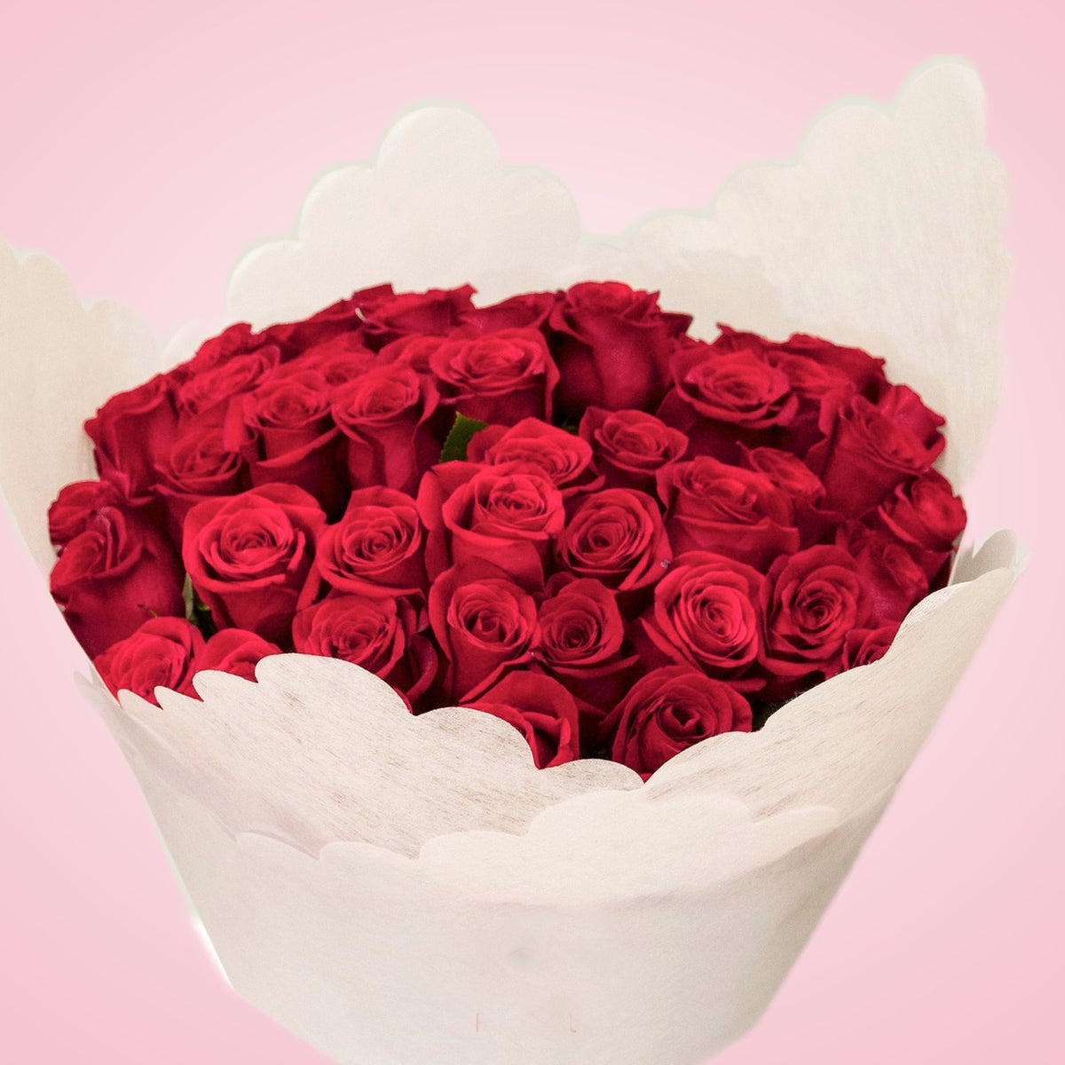Ramo con 50 rosas, detalle de las flores