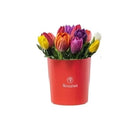 Sombrerera Roja mediana con 12 Tulipanes