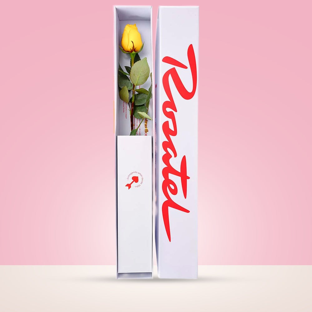 Caja Blanca Pequeña con 1 Rosa Amarilla