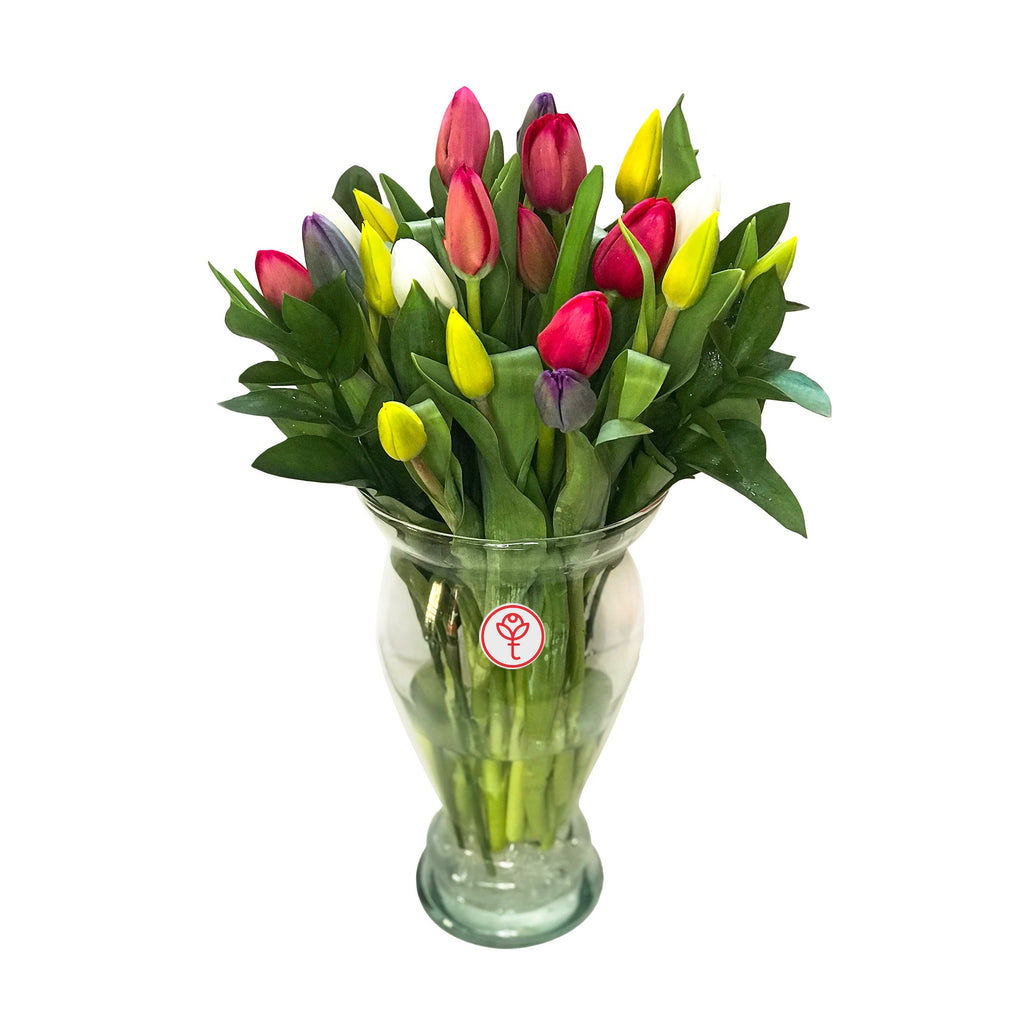 Arreglo con 20 tulipanes variados