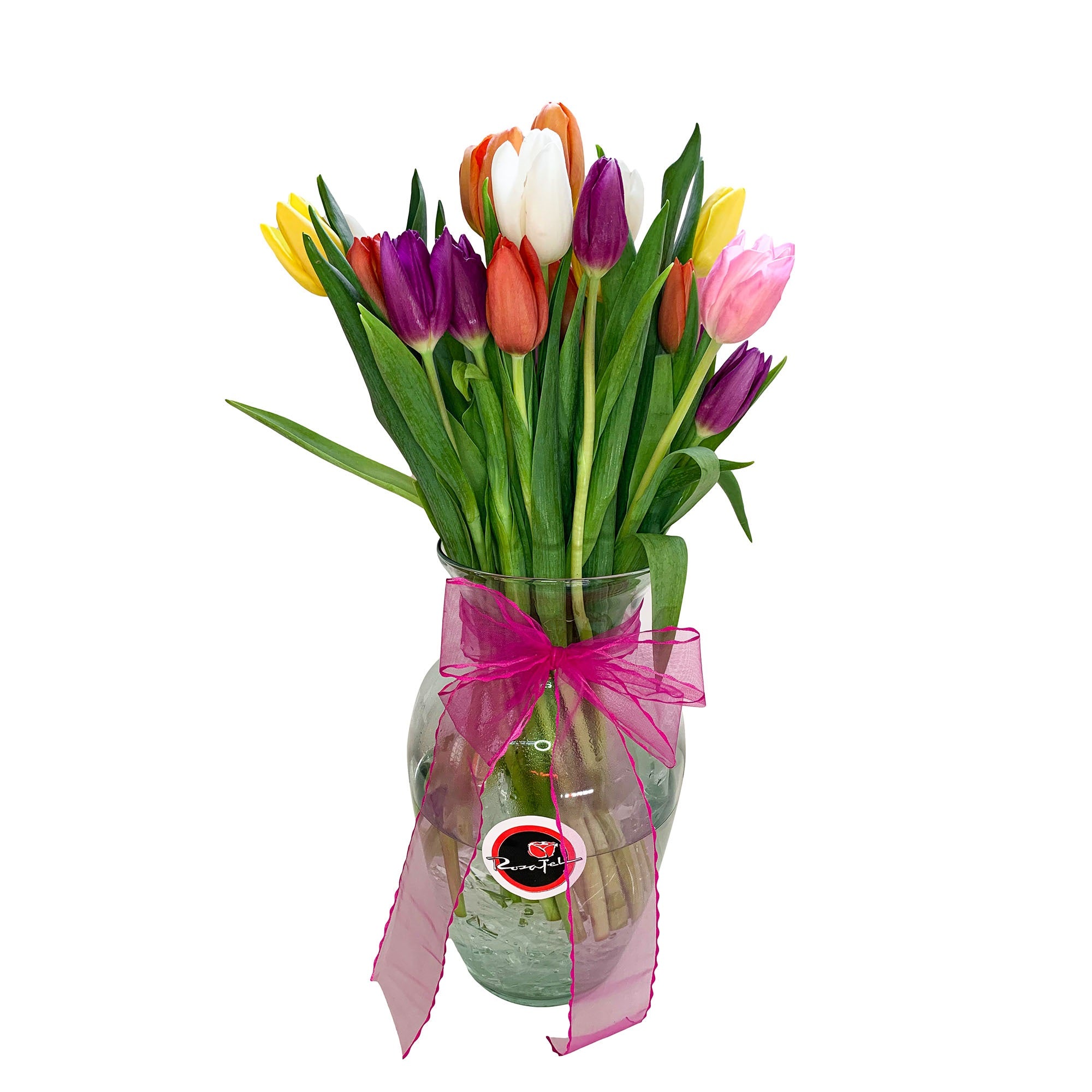 Arreglo con 24 tulipanes variados