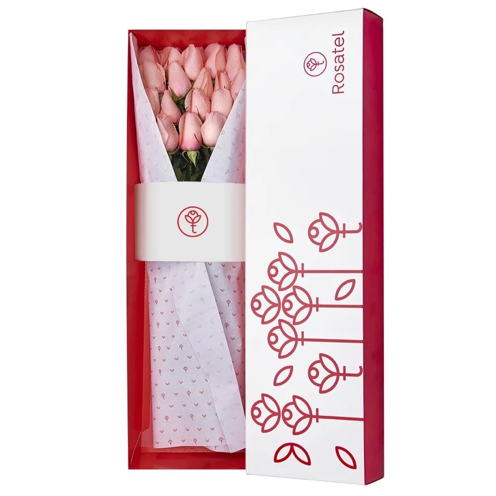 Caja Blanca con 20 Rosas Rosadas