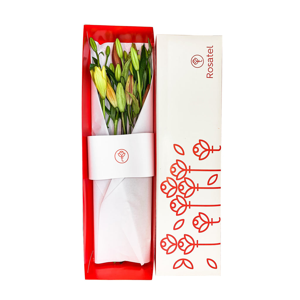 Caja blanca grande con 6 lilium