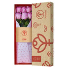 Caja natural R40 con 6 rosas lila