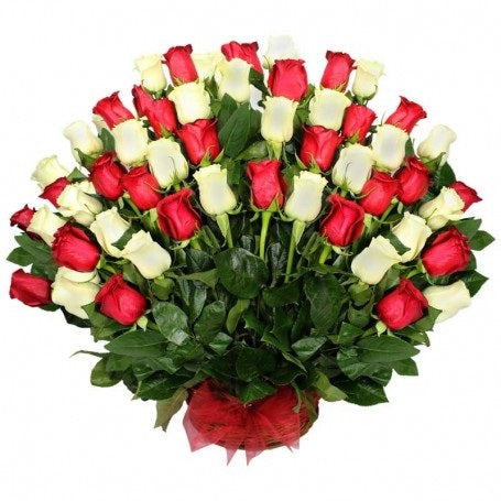 Canasta  50 rosas Bicolor