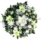 Corona condolencias con liliums y flores variadas
