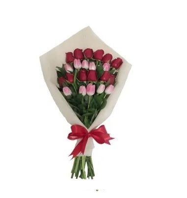 Ramo 12 rosas y tulipanes