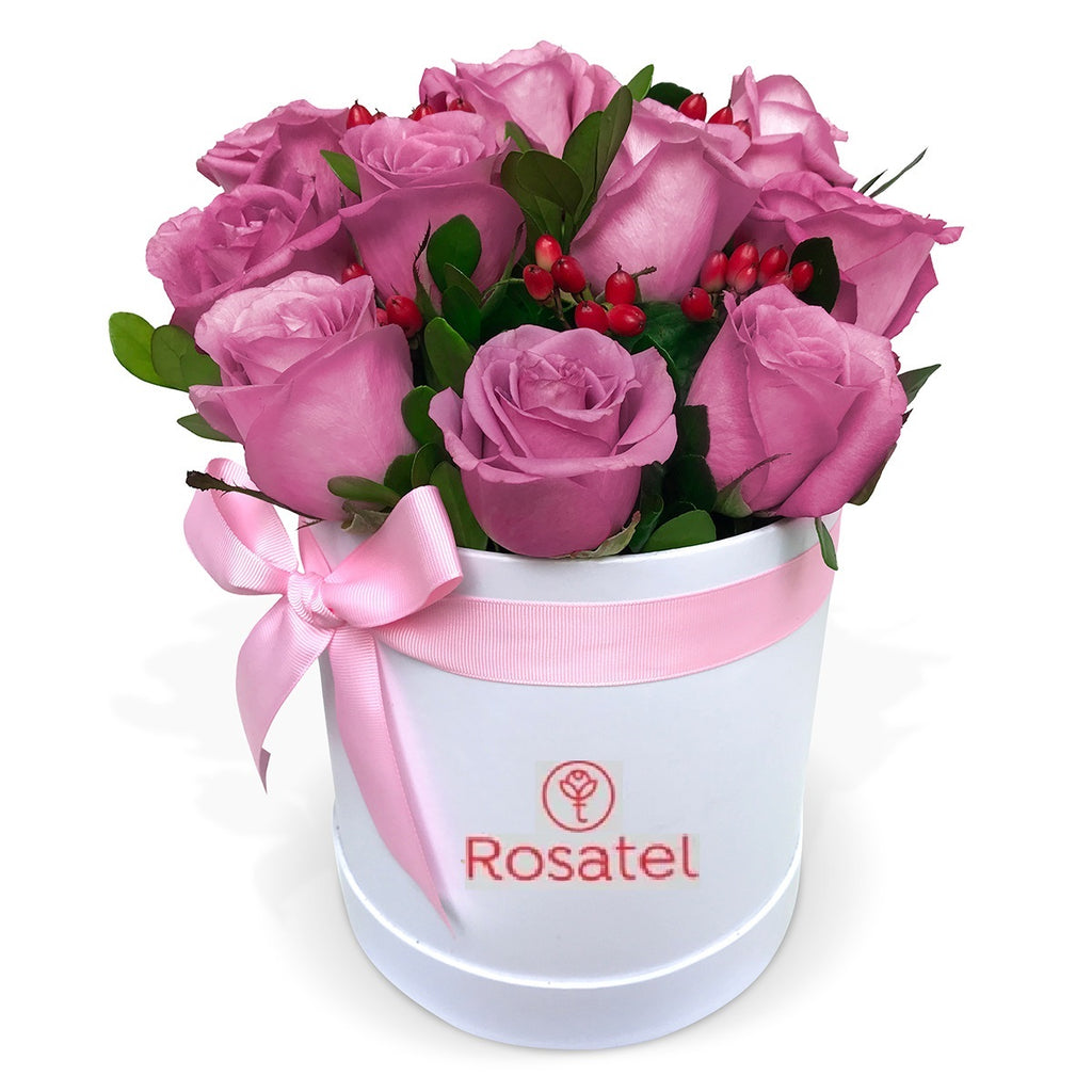 Sombrerera 12 rosas lilas e hiperycum
