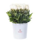 Sombrerera blanca 25 rosas blancas