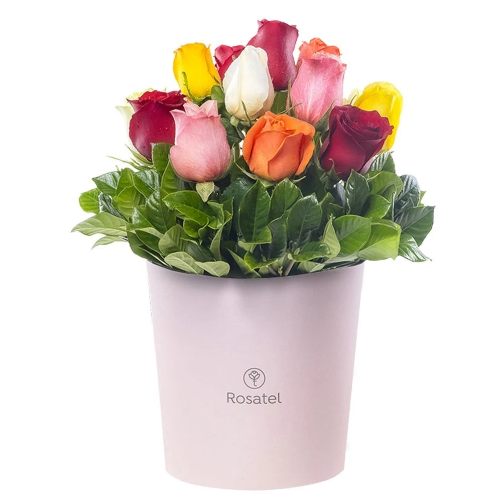 Sombrerera rosada grande 15 rosas