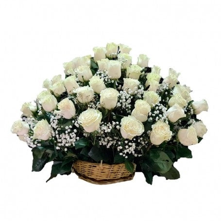 Canasta condolencias con 40 rosas