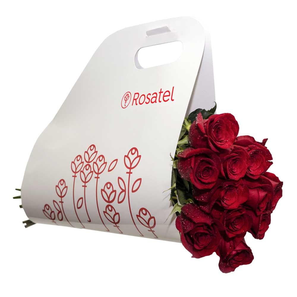 Ramo con 12 rosas en sobre rosatel